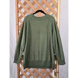NWT Saodimallsu Women's Oversized Crew Neck Long Sleeve Sweater - Green Size L